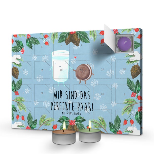 Mr. & Mrs. Panda Duftkerzen Adventskalender Milch Keks - Blau Pastell