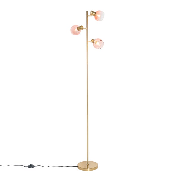 Stehleuchte mit drei Leuchtenarmen und rundem Fuß