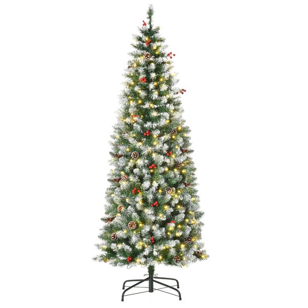 HOMCOM Weihnachtsbaum, Ø65 x 180 cm, Stahl, Grün, Weiß