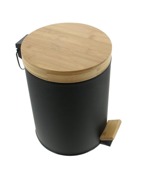 FRANK FLECHTWAREN | Treteimer Bambus, KUNSTSTOFF, Ø 20 x 28 cm, Einsatz Ø 20 x 21 cm, ca. 5 Liter Fassungsvermögen