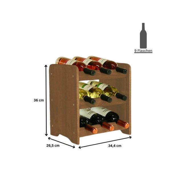 PROREGAL Weinregal Pinotwine C HxBxT 36 x 34,4 x 26,5 cm 9 Flaschen Massives Kiefernholz Braun Geölt