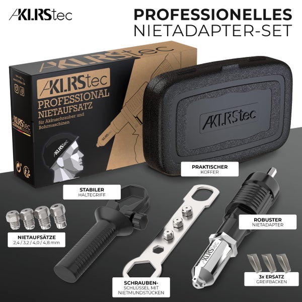 KLRStec® Nietenzangen-Blindnietadapter – Nietaufsatz für Akkuschrauber und Bohrmaschinen