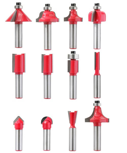 kwb 12-teiliger Oberfräser Satz m. 8-mm Schaft, Hartmetall HM, div. Holz-Fräser im Set, extra scharf