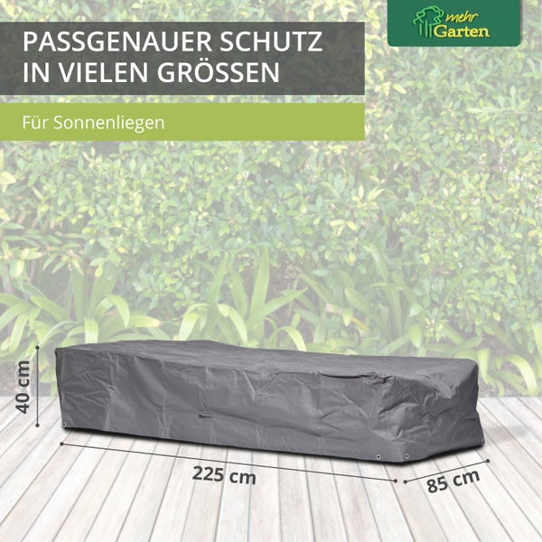 Mehr Garten - Premium Schutzhülle für Sonnenliegen: 210(B)x75(T)x40(H) cm I Robuste Liegen-Abdeckhaube wasserdicht und wetterfest aus Oxford 600D Gewebe I Lichtgrau