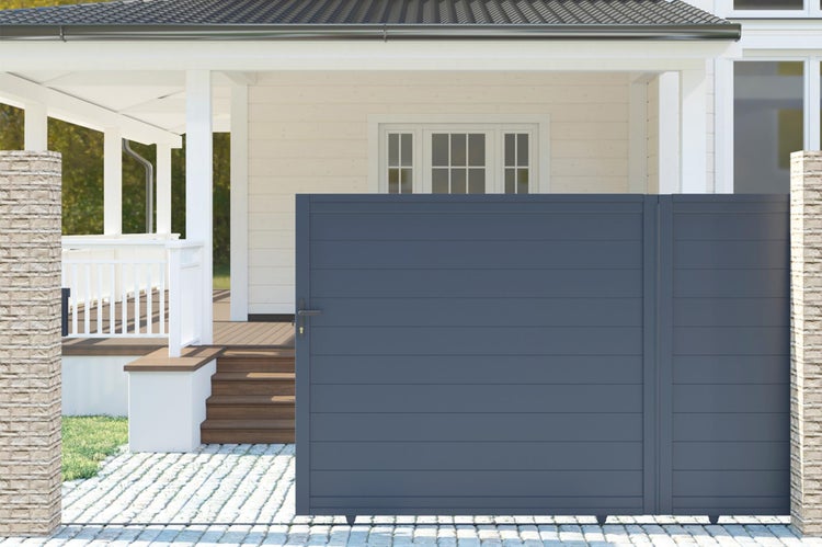 Schiebetor aus aluminium 3,5m EIGER H.160cm grau