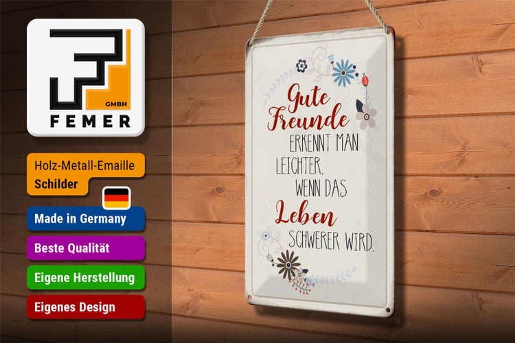 Blechschild Spruch 20x30cm gute Freunde erkennt Schild