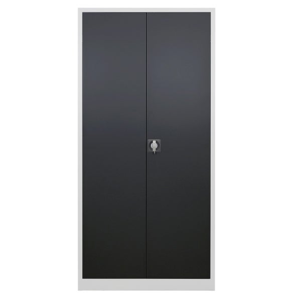 PROREGAL Flügeltürschrank Owl mit 4 Fachboden HxBxT 195 x 95 x 50 cm Lichtgrau Anthrazitgrau