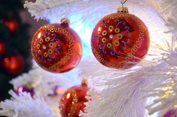 Rot glanz 8cm Glaskugelsortiment, mundgeblasen, handbemalt , 3 Stck., Weihnachtsbaumkugeln, Christbaumschmuck, Weihnachtsbaumanhänger