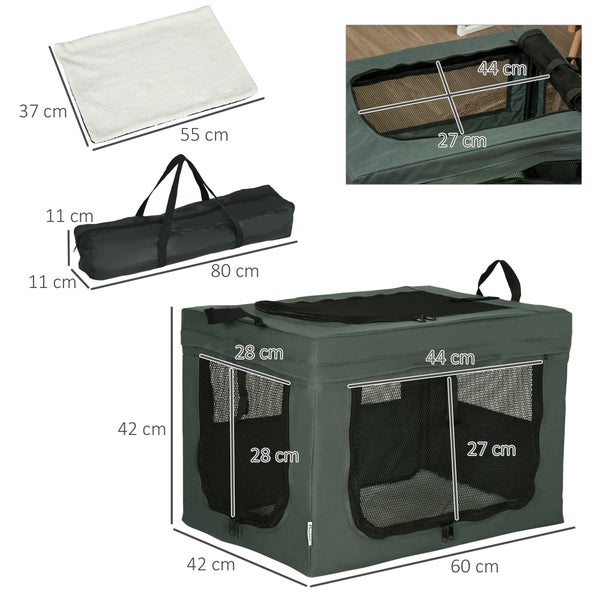 PawHut Hundetasche, 60L x 42B x 42H cm, Oxford-Polyester, Stahl, Grau