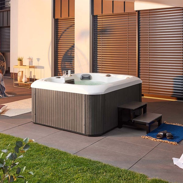 Home Deluxe - Outdoor Whirlpool - SEA STAR PLUS Treppe und Thermoabdeckung - Maße 180 x 160 x 79 cm - Inkl. Heizung, 19 Massagedüsen und 15 Lichtquellen I Außen Whirlpool Spa für 4 Personen
