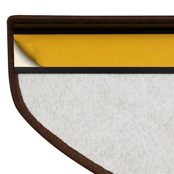 FLOORDIREKT Stufenmatte York - Widerstandsfähig & Pflegeleicht - Dunkelbraun - Halbrund - 23.5 x 65 cm