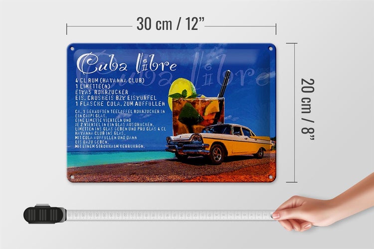 Blechschild Spruch 30x20cm Cuba Libre Rezept Rum Alkohol