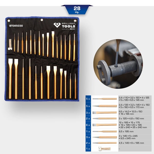 Brilliant Tools Meißel und Durchschlag Sortiment, 28-teilig