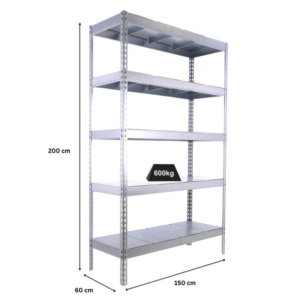 PROREGAL Schwerlastregal Metal Beast Five HxBxT 200 x 150 x 60 cm Fachlast 600 kg Verzinkt