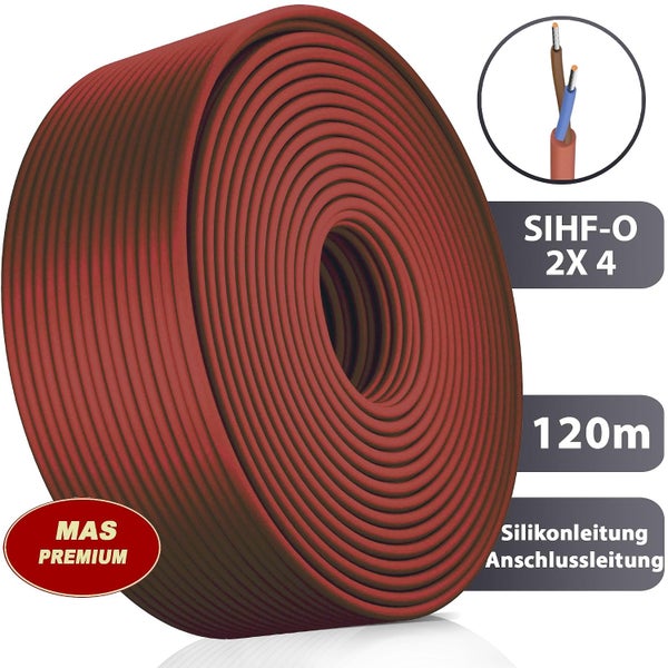 Silikonleitung SIHF-O 2x4 in 120 Meter Rolle als Anschlussleitung