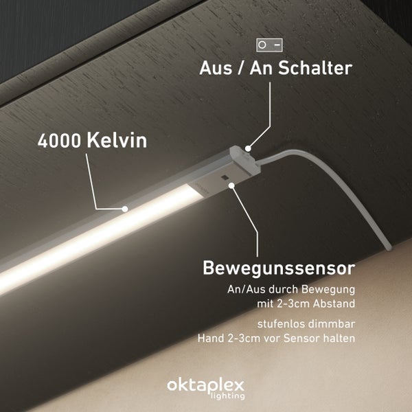 LED Unterbauleuchte mit 4000 Kelvin, Bewegungssensor und Ein-Ausschalter