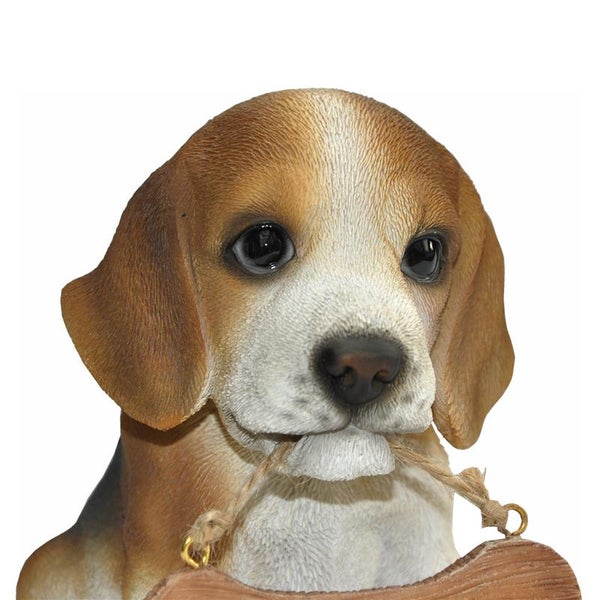 Gartenfigur Dekofigur Hund Beagle Willkommen