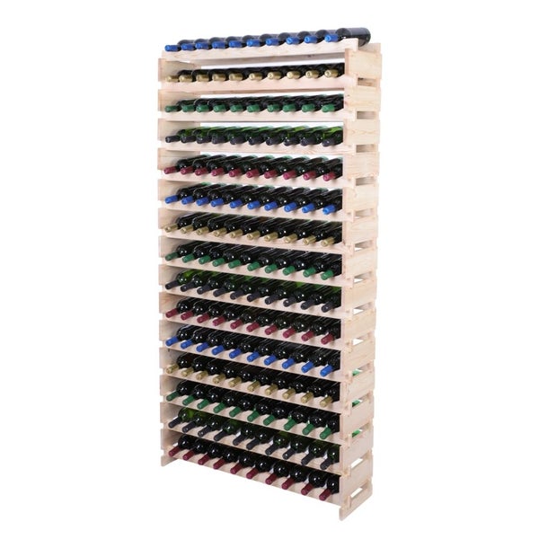 Weinregal VINOTECA FLEX PRO HxBxT 205x103x28cm 150 Flaschen auf 15 Ebenen Massives Kiefernholz Natur unbehandelt