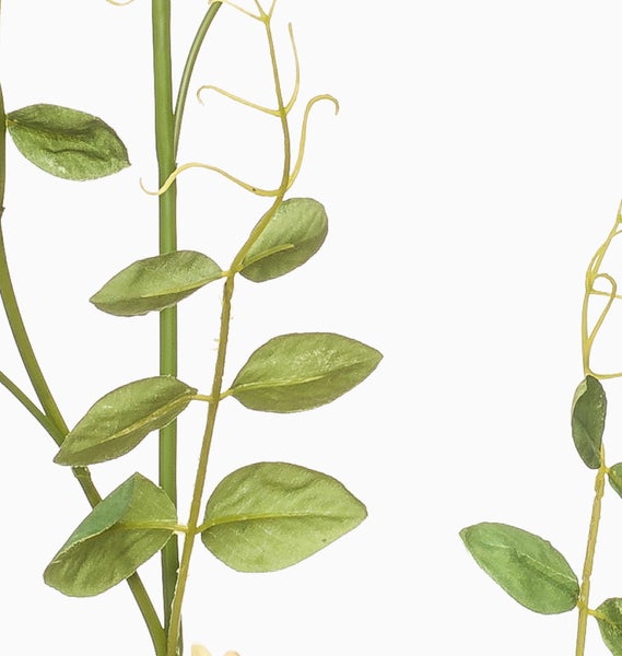 Künstlicher Zweig mit grünen ovalen Blättern und feinen Ranken