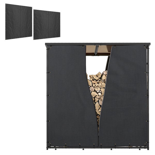 Outsunny 2er-Set Kaminholzregal Abdeckung, 174 cm, Wasserdicht 600D Oxford, UV-Schutz, Brennholzregalabdeckung, für Feuerholzregal 176B x 163/175H cm, Schwarz