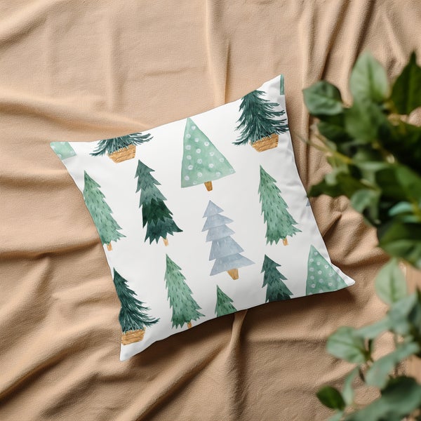 Kuschelkissen, Kissenhülle, Kissenbezug Weihnachten Mit grünen Tannen KI00046_40x40cm