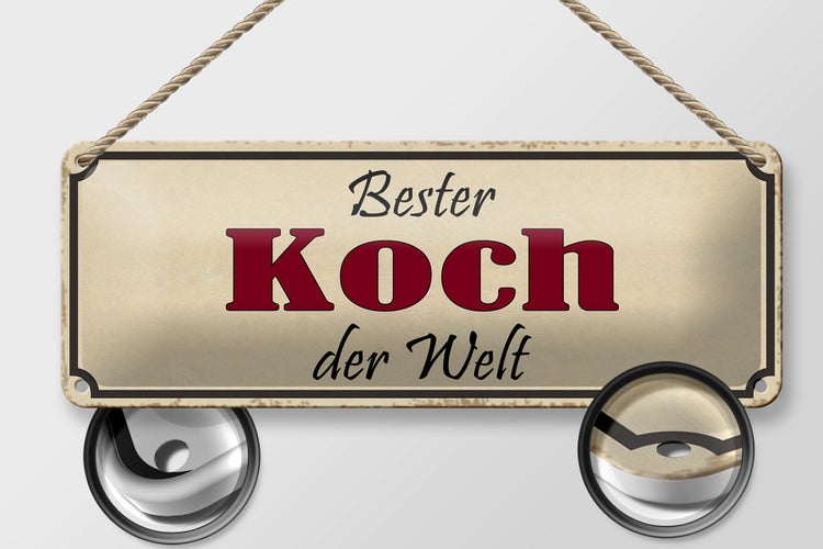 Blechschild Spruch 27x10cm bester Koch der Welt Dekoration