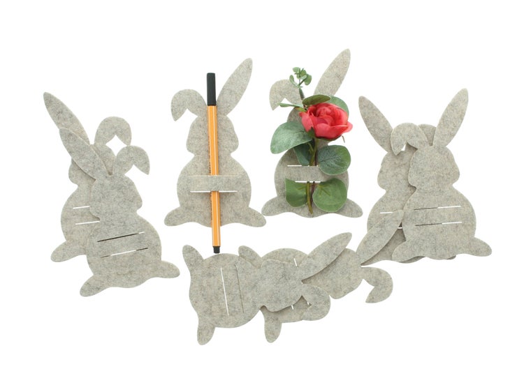 FRANK FLECHTWAREN|Bestecktasche Häschen, 8er Set, 9,5 x 16 cm, POLYESTER