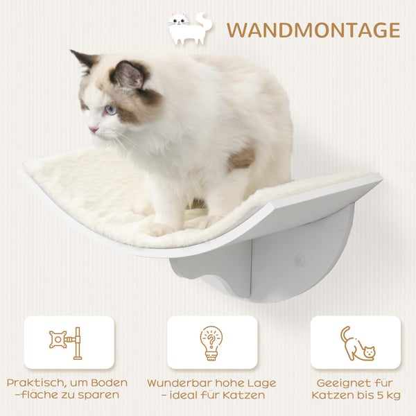 Katzenliege zur Wandmontage mit weicher Auflage, platzsparend und geeignet für Katzen bis 5 Kilogramm.