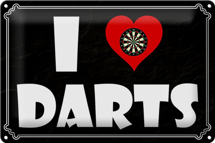Blechschild Spruch 30x20cm i Love Darts Wanddeko