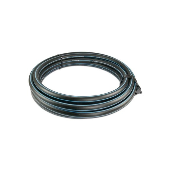 Wasserrohr, Druckrohr PE80 - 20 mm x 2,0 mm, Glatt SDR 11, 12,5bar, Schwarz/Blau 1m, DVGW type D=0,65m