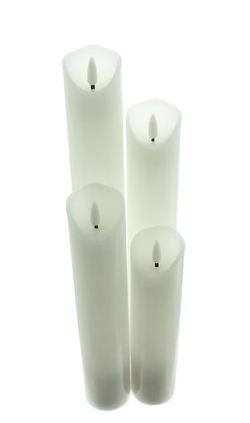 FRANK FLECHTWAREN | LED-Kerze Elegance, 4er Set, D: 5 cm, H: 20 cm, H: 25 cm, H: 30 cm, H: 35 cm    , WACHS, KUNSTSTOFF