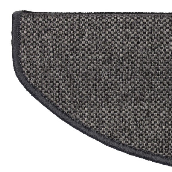 FLOORDIREKT Stufenmatte Sabang - Sisaloptik - Gekettelter Rand & Selbstklebend - Anthrazit - 23,5 x 65 cm - Halbrund