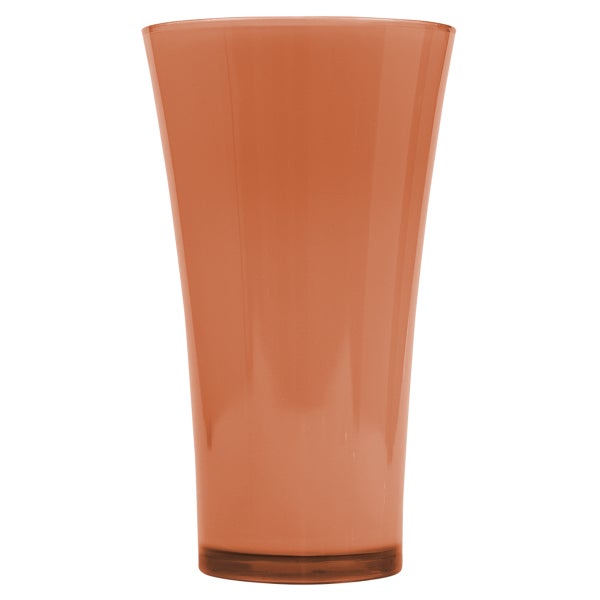 Konischer Orchideentopf aus Kunststoff in Lachs, hochglänzende Oberfläche.