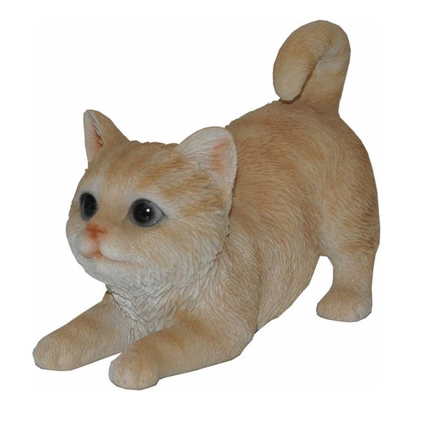 Dekofigur Gartenfigur sitzende Katze rot braun