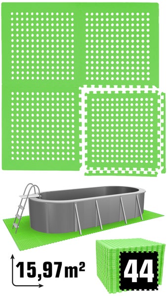 eyepower 16 m² Poolunterlage - 44 EVA Matten 62x62 - Outdoor Pool Unterlage - Unterlegmatten Set