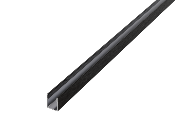 U-Profil aus Aluminium in Schwarz mit gebürsteter Oberfläche