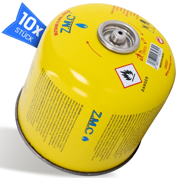 Z.M.C 10x Gaskartuschen 300g, Propan/Butan Gas 600ml, Gaskartusche EN417 Eurogewinde Anschluss, Schraubkartusche für Gaskocher, Gasbrenner, Unkrautbrenner, Universal Druckgasdose mit Schraubventil