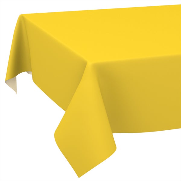 Gelbe, abwischbare Tischdecke für den Innen- und Außenbereich.