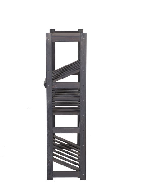 PROREGAL Getränkekisten- & Weinregal SPREEWALD HxBxT 124x70x33cm 12 Flaschen auf 2 Ebene + 2 Ebenen für Kisten + Ablage Massives Kiefernholz Grau geölt