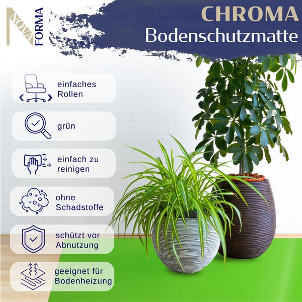 Bodenschutzmatte PE CHROMA - Grün - 90x120 cm - Hartboden - Bunte Schutzmatte als Unterlage für Bürostuhl
