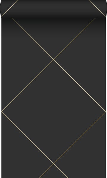 Origin Wallcoverings Tapete grafische Linien Schwarz und Gold - 0,53 x 10,05 m - 347719