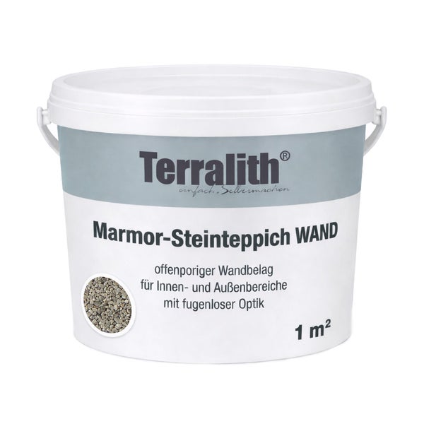 Terralith Marmor-Steinteppich für die Wand, offenporiger Belag für Innen- und Außenbereiche, 1 Quadratmeter Eimer.