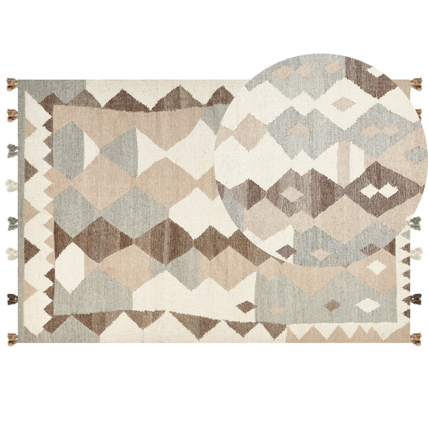 Teppich ARALEZ Beige 200 x 300 cm Wolle Kelim