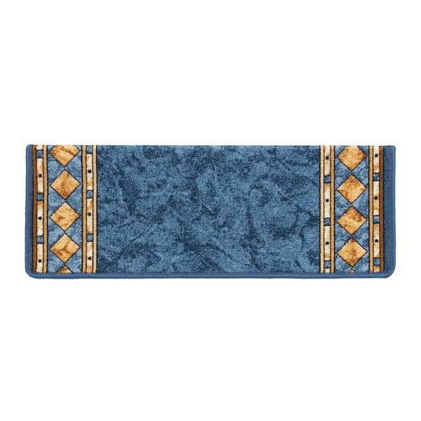FLOORDIREKT Stufenmatte Rügen - Selbstklebend - Strapazierfähig - Blau - Rechteckig - 65 x 23,5 cm