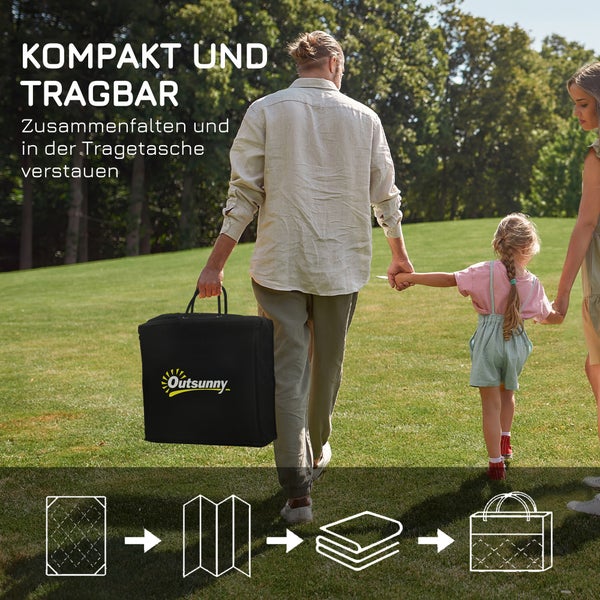 Outsunny Outdoor-Teppich, wasserabweisend, für Camping, Terrasse, 182 x 274 cm, Kunststoff, Schwarz+Grau