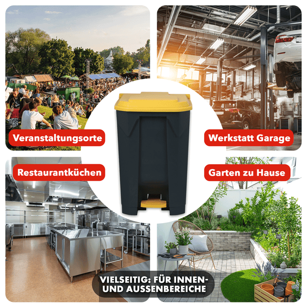 FLOORDIREKT Mülleimer Olaf Step-On Abfalleimer Tretmülleimer Universal Gelb 50 Liter
