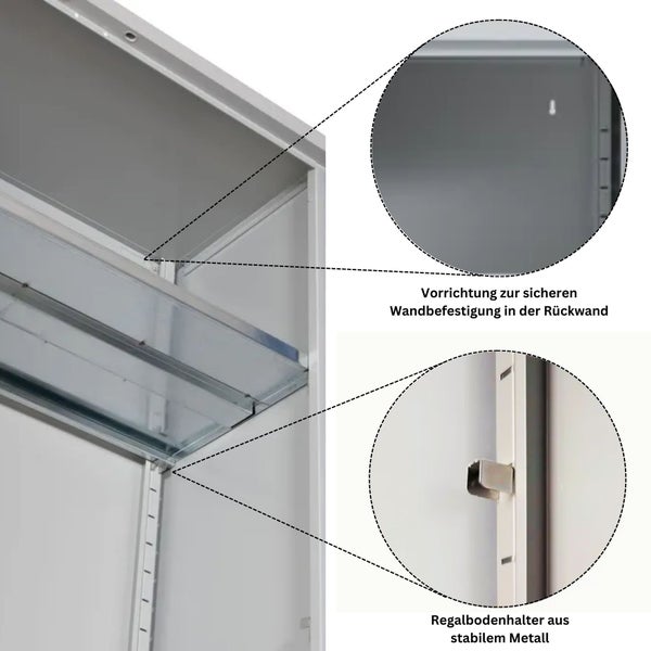 PROREGAL Stahlschrank Bee 5 Fachböden HxBxT 195 x 92 x 60 cm Verzinktes & Verstärktes Fachbodenmaterial Grau & Blau