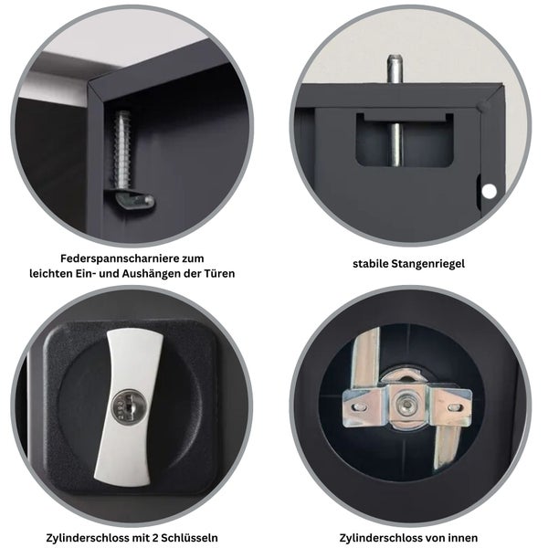 PROREGAL Stahlschrank Bee 10 Fachböden HxBxT 195 x 92 x 50 cm Pulverbeschichtetes & Verstärktes Fachbodenmaterial Anthrazit & Anthrazit
