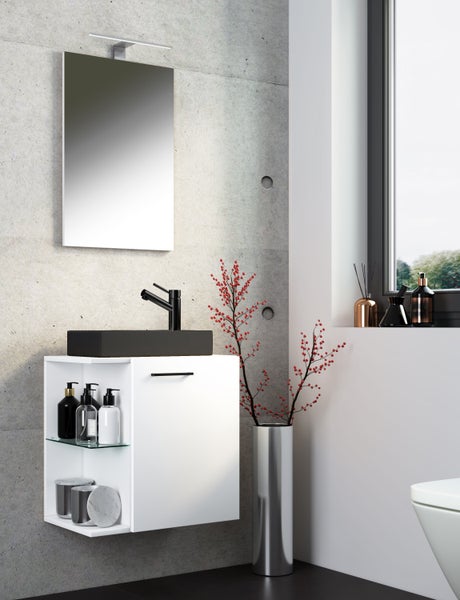 3-tlg Waschtisch Hausa Spiegel Toilette Schwarz
