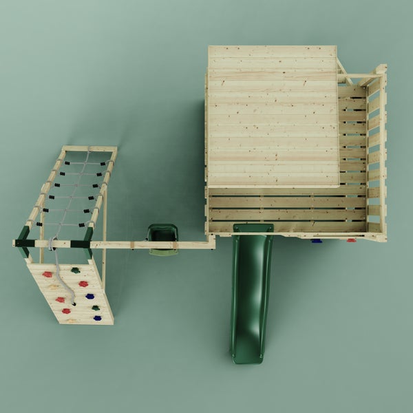 OutdoorToys Spielturm Freja aus Holz in Grün Babyschaukel